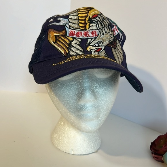 Ed Hardy Vintage Unisex Embroidered Snap Back Trucker Cap - Picture 5 of 12